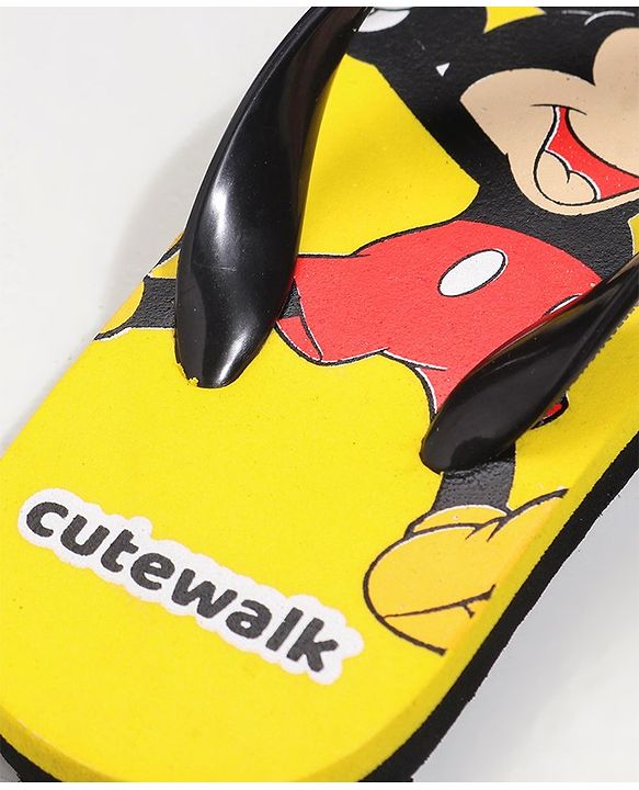 Cute Walk by Babyhug Slip On Flip Flops Mickey Mouse Print - Yellow