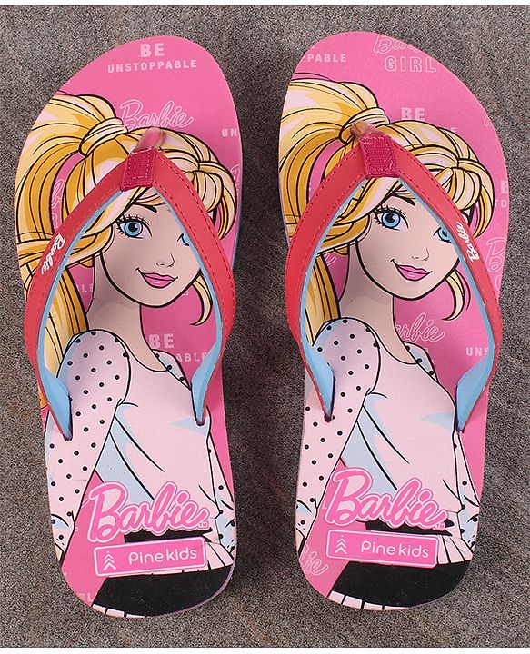 Pine Kids Flip Flops Barbie Print - Pink