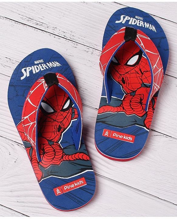 Pine Kids Flip Flops Spider Man Print - Royal Blue