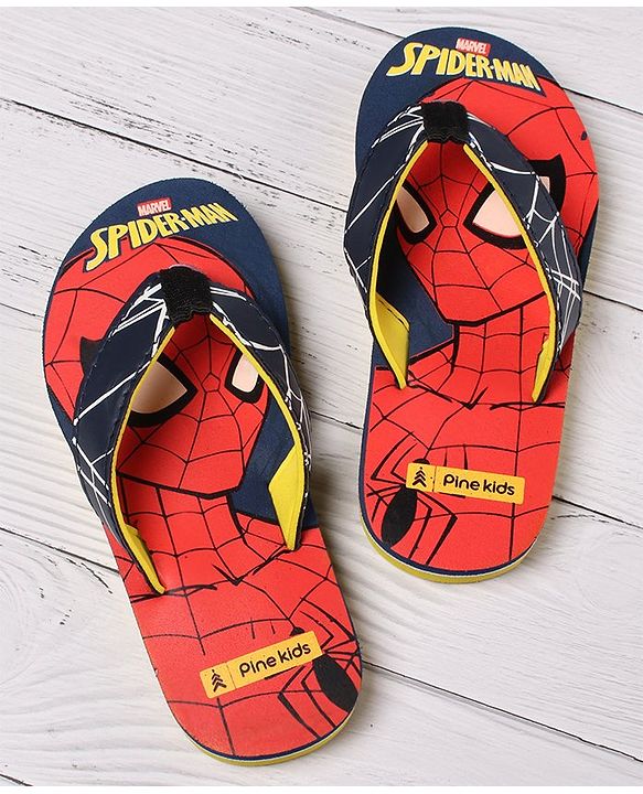 Pine Kids Flip Flops Spider Man Print - Red