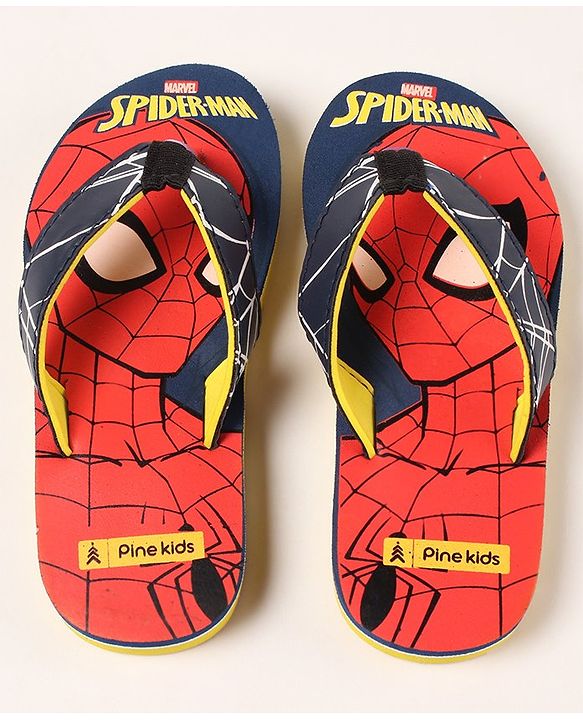 Pine Kids Flip Flops Spider Man Print - Red