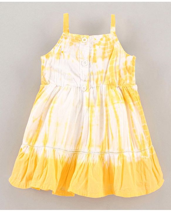 Babyhug Singlet 100% Cotton Woven Solid Color Frock - Yellow