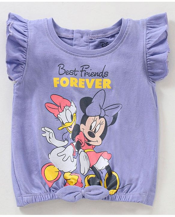 Babyhug Frill Sleeeves Top Minnie Mouse Print - Purple
