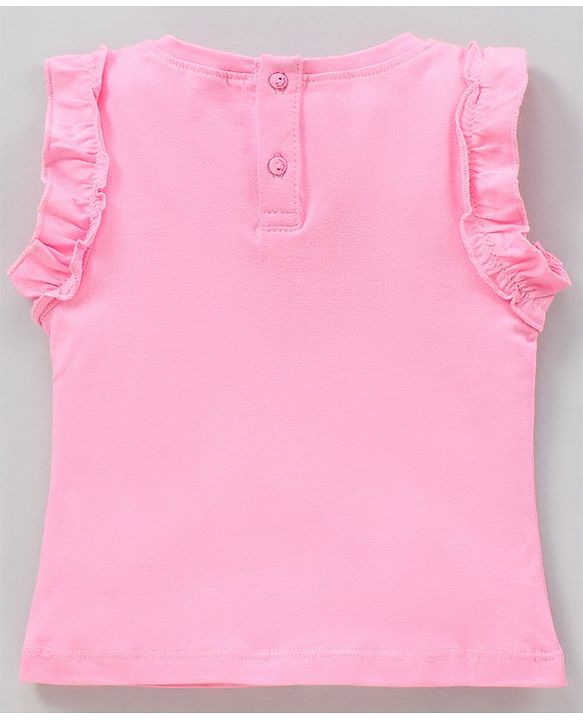 Babyhug Frill Sleeves Cotton T-Shirts Disney Daisy Duck Print - Pink