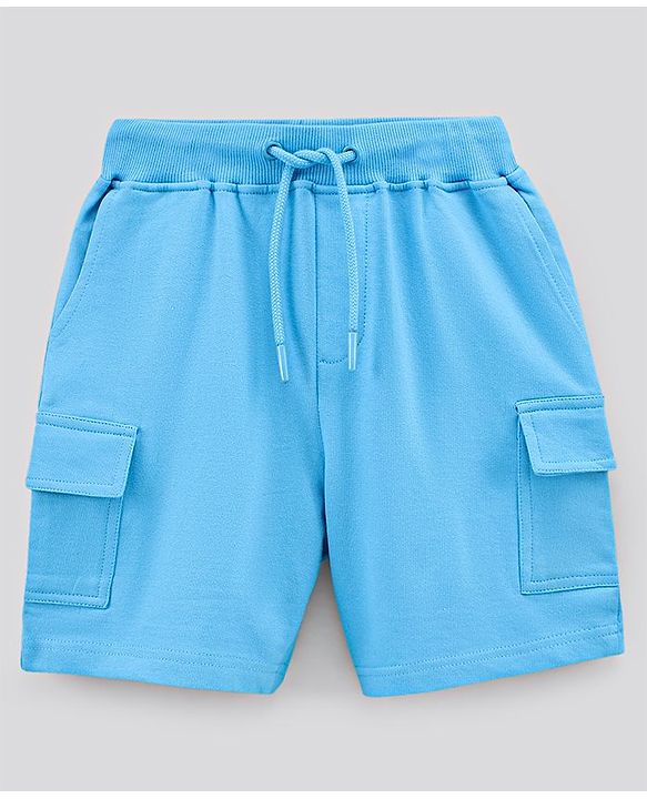 Pine Kids Half Sleeves Biowashed Cotton T-Shirt And Knee Length Shorts Set With Side Pockets Catch A Wave HD Print - White Blue
