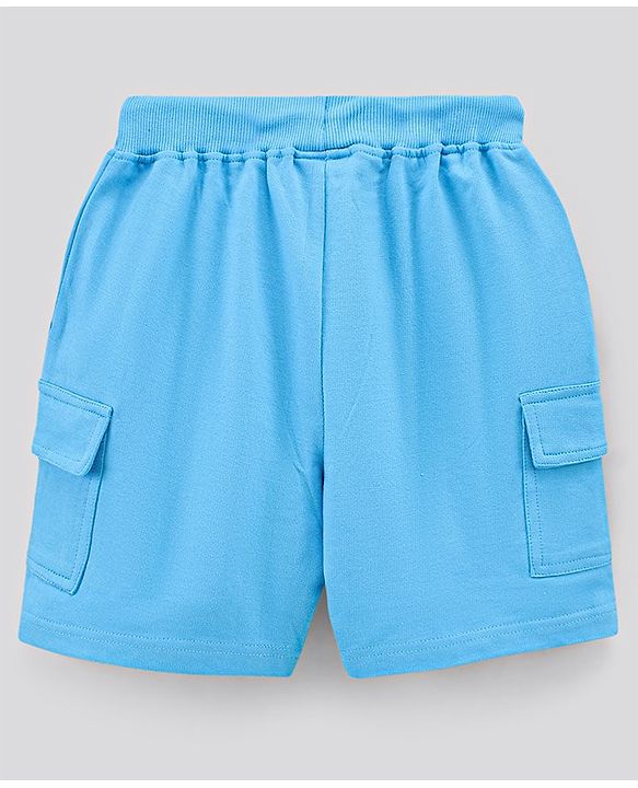Pine Kids Half Sleeves Biowashed Cotton T-Shirt And Knee Length Shorts Set With Side Pockets Catch A Wave HD Print - White Blue