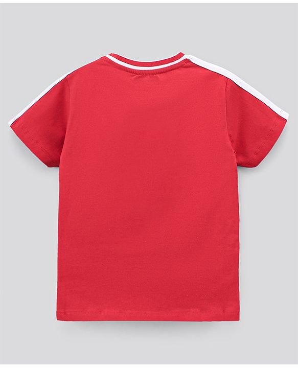 Pine Kids Half Sleeves Cotton T Shirt And Shorts Set Football Print - Red Blue