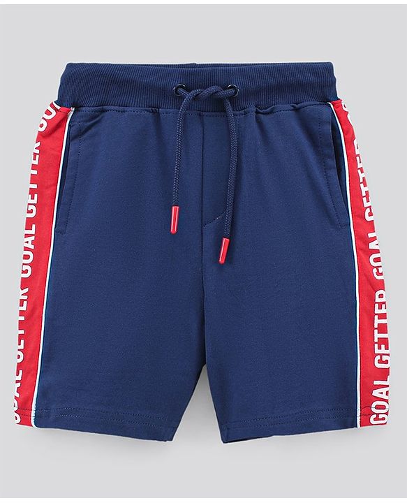 Pine Kids Half Sleeves Cotton T Shirt And Shorts Set Football Print - Red Blue