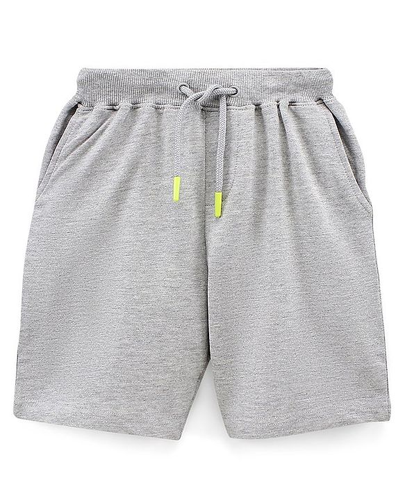 Pine Kids Half Sleeves Cotton T Shirt And Shorts Set Placement Print - Green Grey
