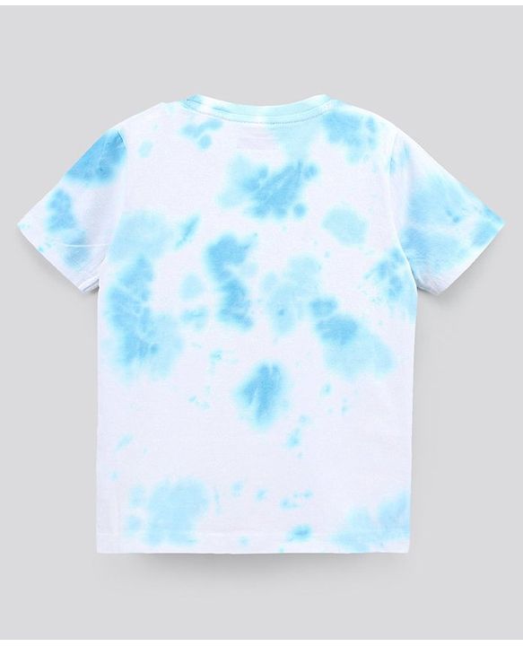 Pine Kids Half Sleeves Biowashed Cotton T-Shirt And Knee Length Shorts Set With Side Pockets Good Times HD Print - Blue