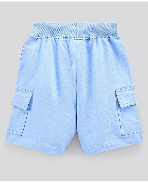 Pine Kids Bio Washed Half Sleeves T Shirt  and Shorts Set Leaf Print - Blue