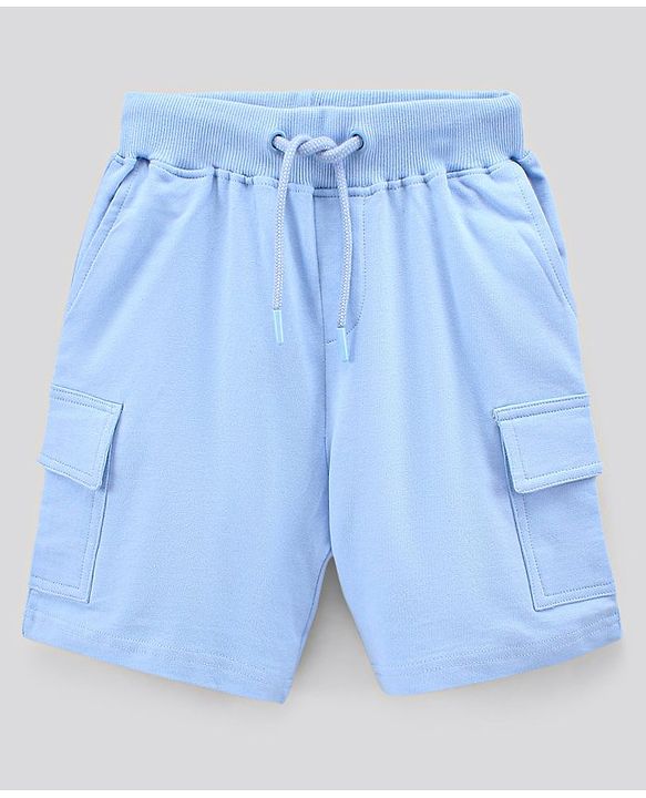 Pine Kids Bio Washed Half Sleeves T Shirt  and Shorts Set Leaf Print - Blue