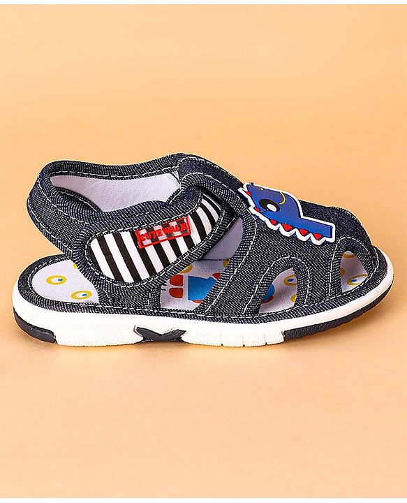 Cute Walk by Babyhug Open Toe Sandals with Velcro Closure Dino Patch - Coffee
