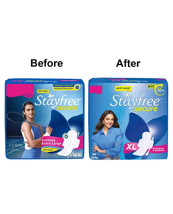 Stayfree Secure Cottony Soft Extra Large XL Sanitary Napkins Pad with Wings