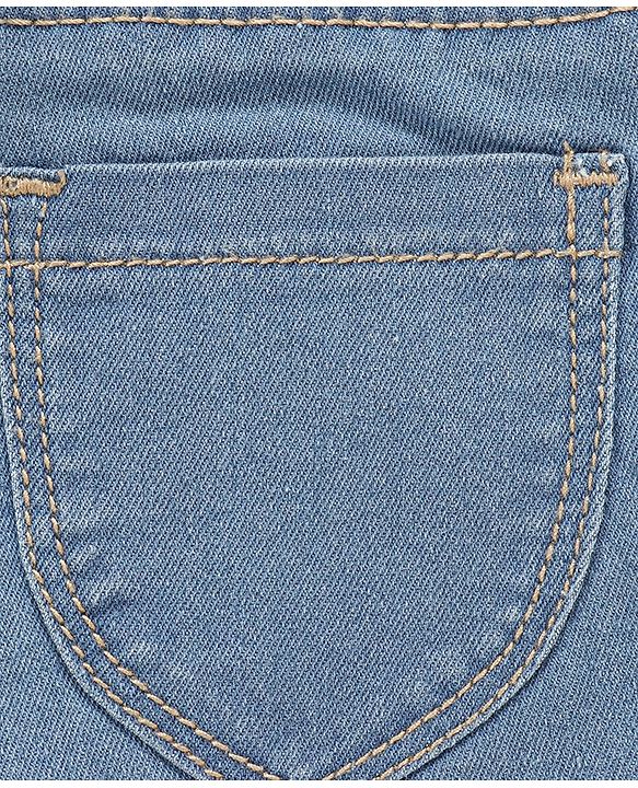 Babyhug Mid Thigh Washed & Embroidered Denim Shorts - Blue