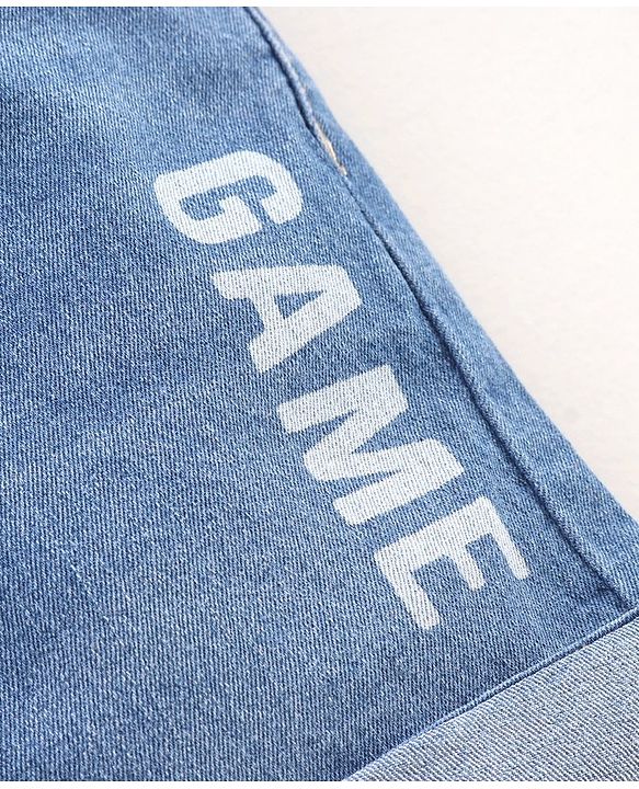 Babyhug Cotton Lycra Mid Thigh Length Denim Shorts Washed - Blue
