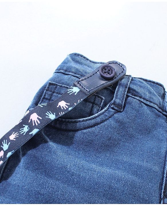 Babyhug Mid Thigh Washed Denim Shorts With Suspender - Blue