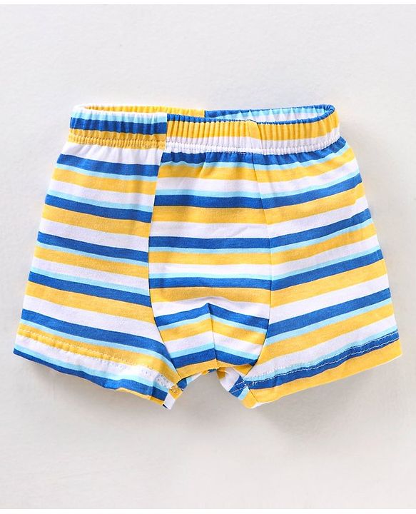 Babyhug 100% Cotton Striped & Star Printed Briefs Pack of 5 - Blue & Yellow