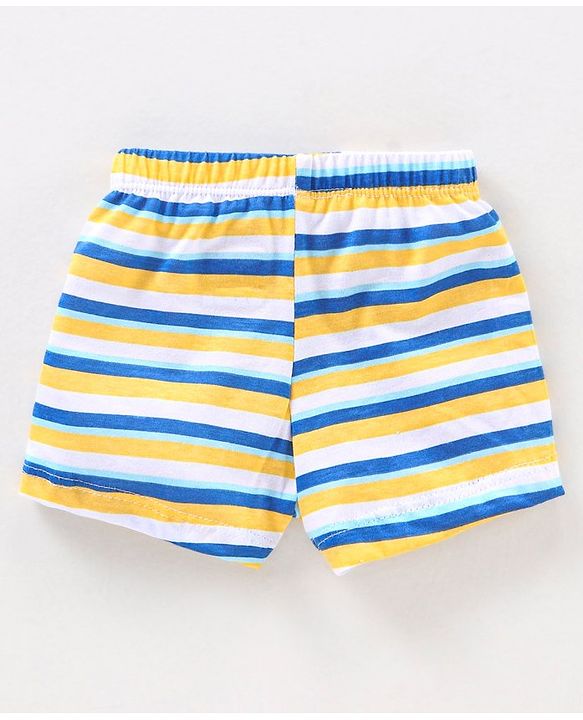 Babyhug 100% Cotton Striped & Star Printed Briefs Pack of 5 - Blue & Yellow