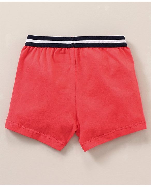 Babyhug 100 % Cotton Dino Print & Striped Briefs Pack Of 3 - Red & White