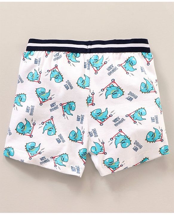 Babyhug 100 % Cotton Dino Print & Striped Briefs Pack Of 3 - Red & White