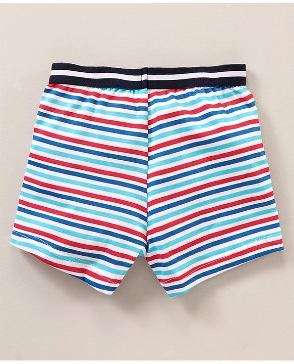 Babyhug 100 % Cotton Dino Print & Striped Briefs Pack Of 3 - Red & White