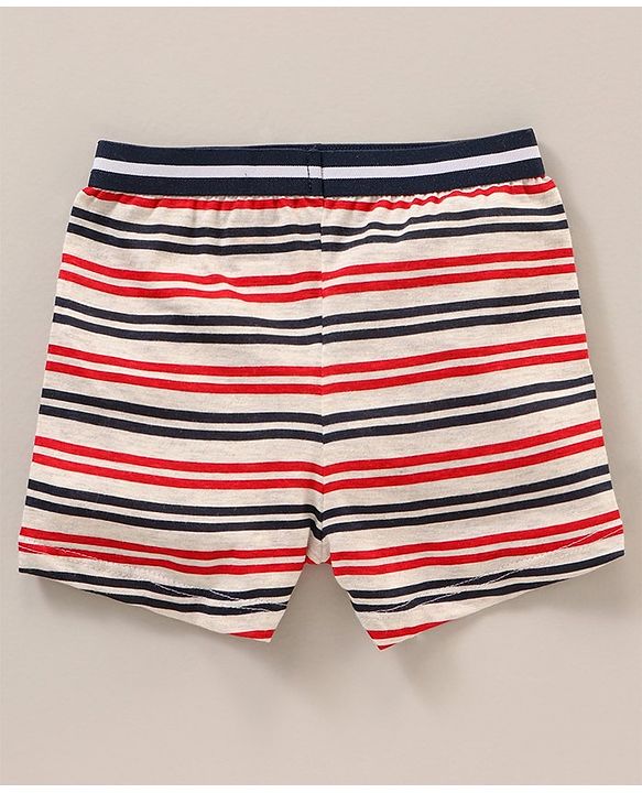 Babyhug 100% Cotton Striped Briefs Space Print Pack of 3 - White Navy