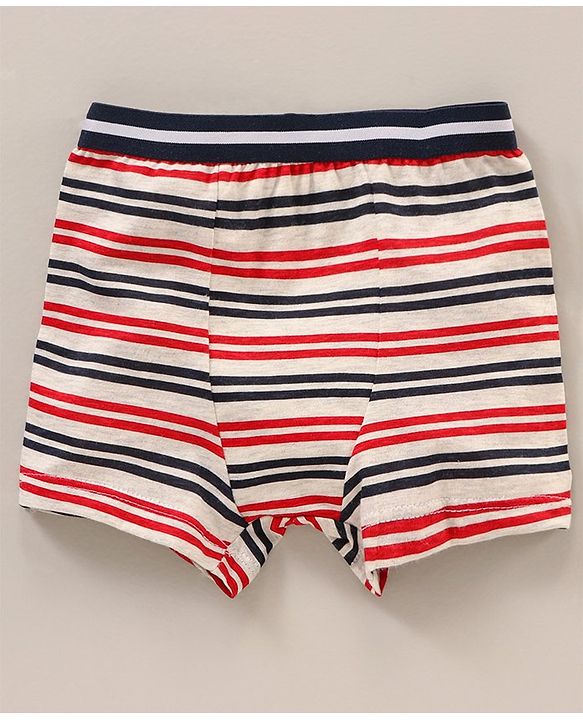 Babyhug 100% Cotton Striped Briefs Space Print Pack of 3 - White Navy