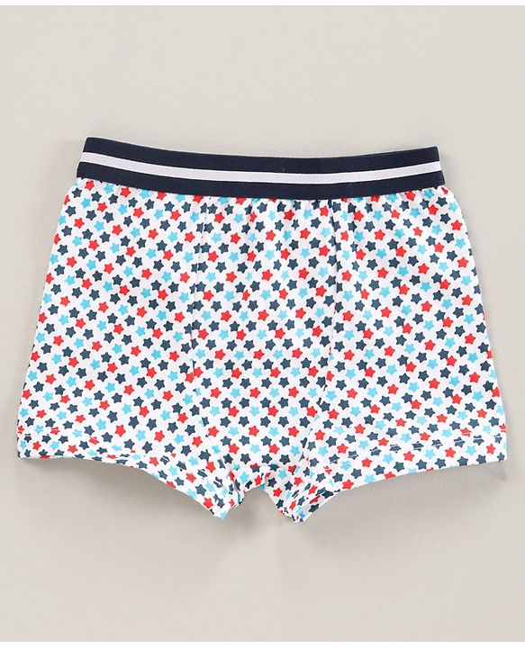 Babyhug 100% Cotton Knitted Briefs All Over Printed Pack of 3 - Blue