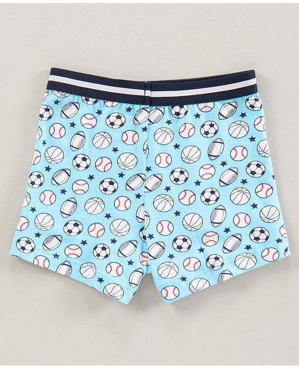 Babyhug 100% Cotton Knitted Briefs All Over Printed Pack of 3 - Blue