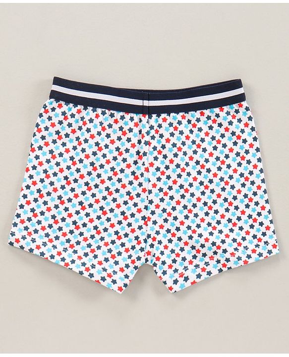 Babyhug 100% Cotton Knitted Briefs All Over Printed Pack of 3 - Blue