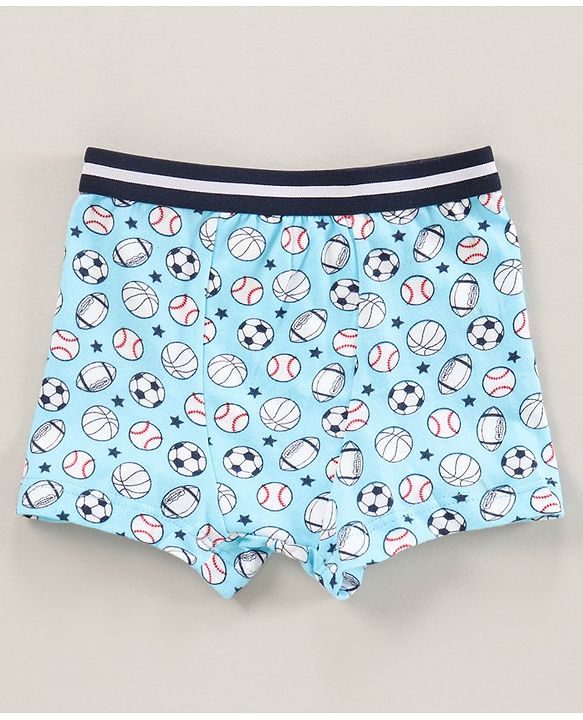 Babyhug 100% Cotton Knitted Briefs All Over Printed Pack of 3 - Blue