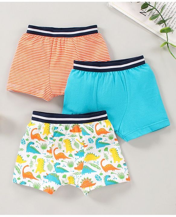 Babyhug  100 % Cotton Briefs Pack of 3 Dino Print - Multicolor