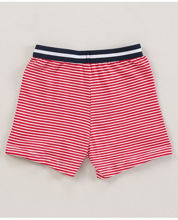 Babyhug 100% Cotton Knitted Briefs All Over Printed Pack of 3 - Blue Red White