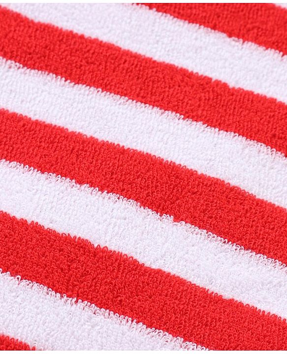 Babyhug Cotton Knit Hooded Bathrobe With Waist Belt Stripes - Red