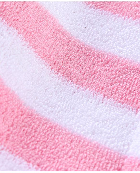 Babyhug 3/4th Sleeves Cotton Bathrobe Striped and Embroidered - Pink