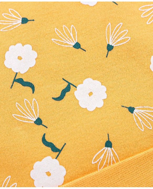 Babyhug 100% Cotton Cap Floral Print Yellow- Diameter 10.5 cm
