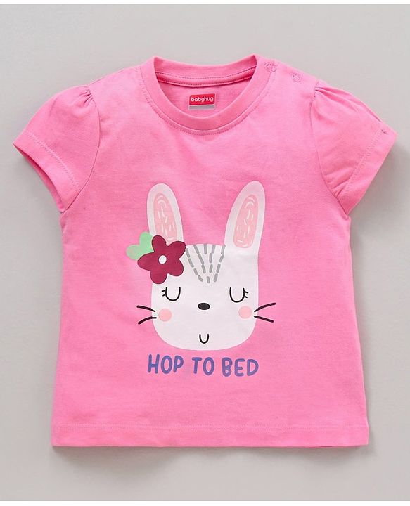 Babyhug Half Sleeves Top & Capri Set Bunny Print - Pink
