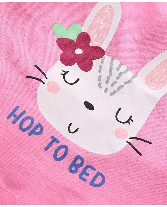Babyhug Half Sleeves Top & Capri Set Bunny Print - Pink