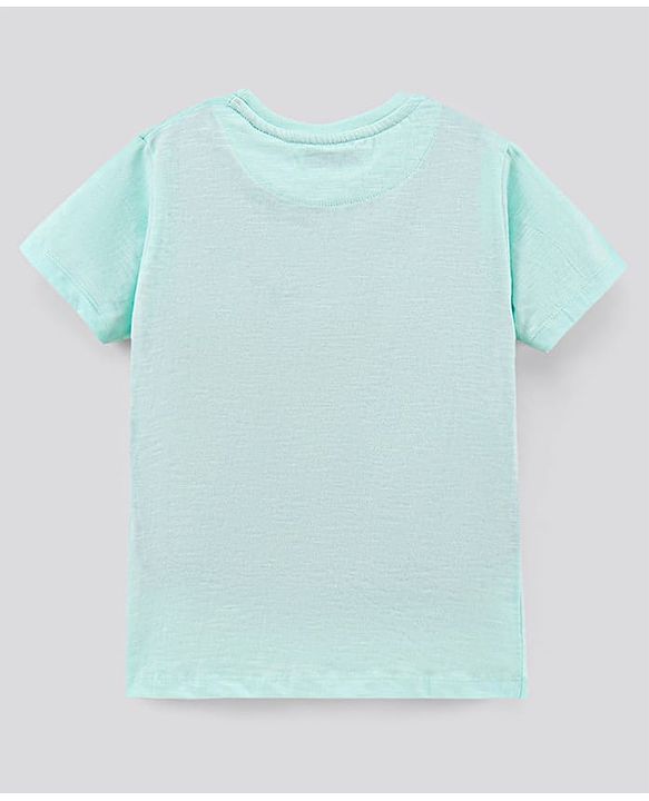 Pine Kids Half Sleeves Bio Washed T-Shirt California Print - Light Blue