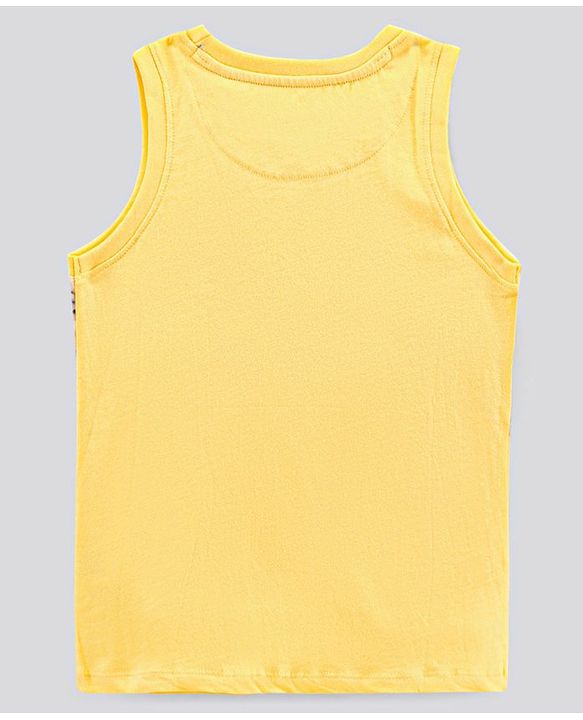 Pine Kids Sleeveless Bio Washed T-Shirt Beach Print - Yellow