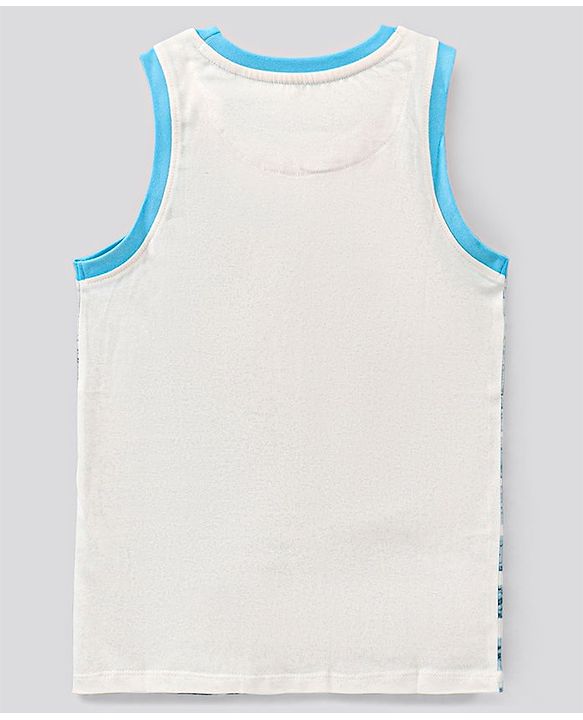 Pine Kids Sleeveless Biowashed T-Shirt Sea Print - Blue