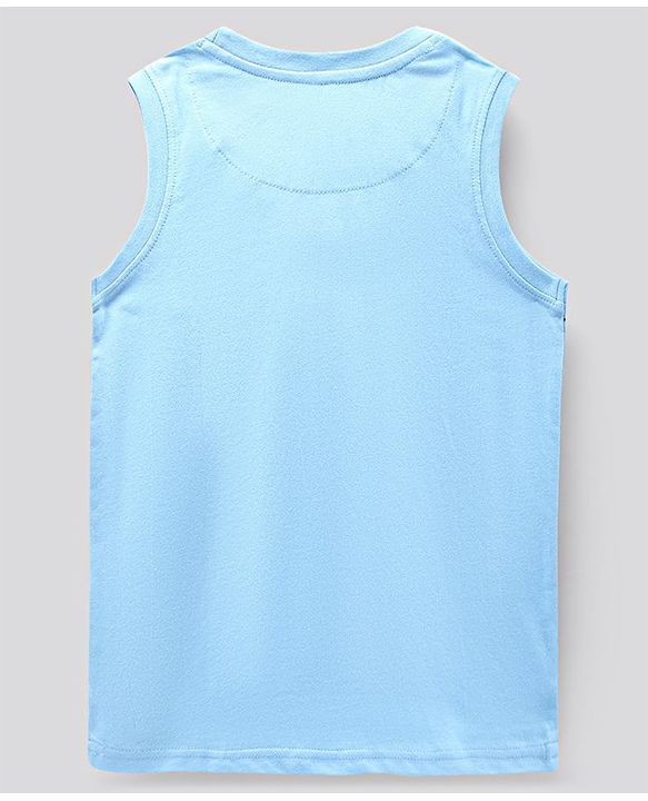 Pine Kids Sleeveless Bio Washed T-Shirt Bike Print - Light Blue