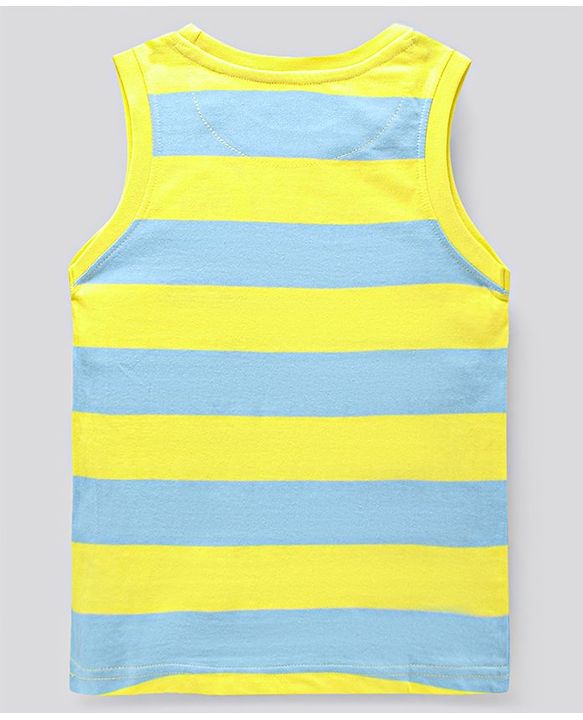 Pine Kids Sleeveless Bio Washed T-Shirt Stripes Print - Lemon Yellow