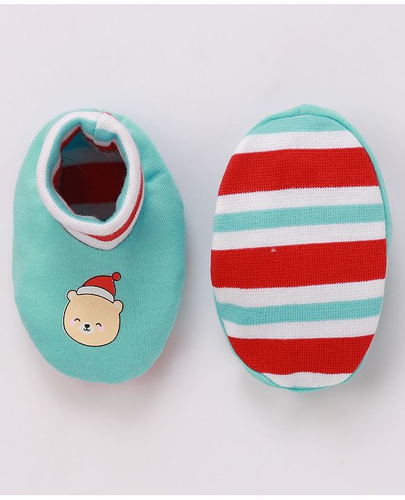 Babyhug 100% Cotton Cap Mittens & Booties Printed Blue- Diameter 9.5 cm