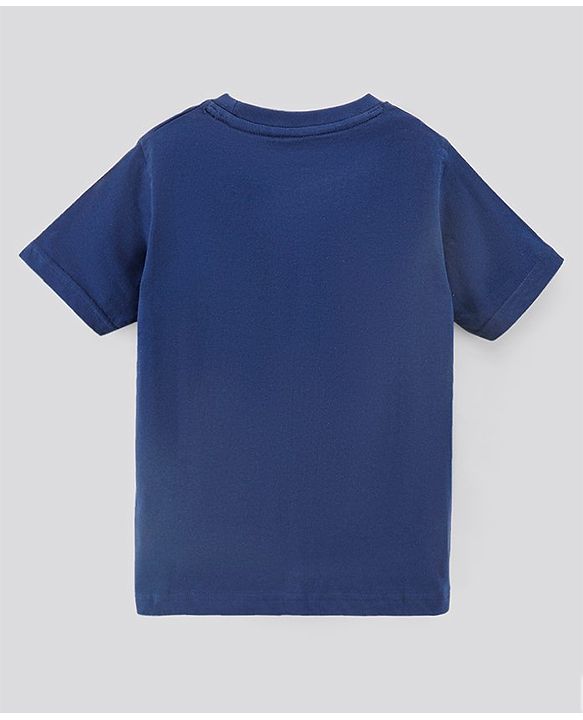 Pine Kids Half Sleeves Biowashed T-Shirt & Shorts Set Text Print - Blue