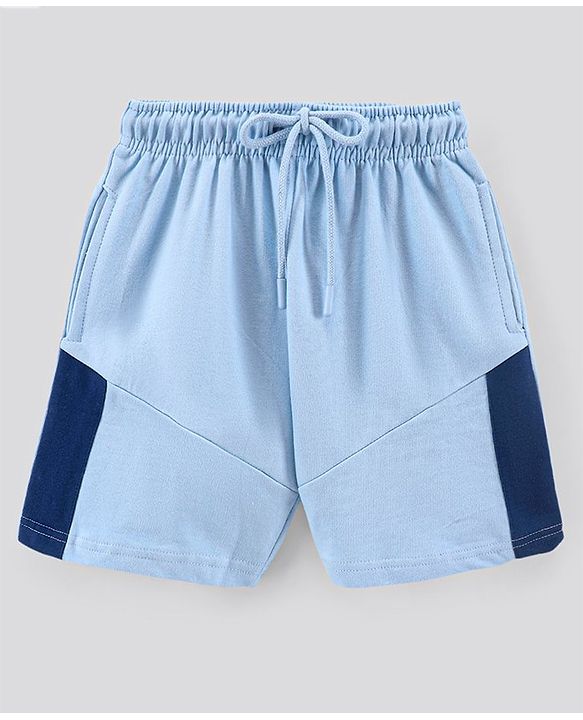 Pine Kids Half Sleeves Biowashed T-Shirt & Shorts Set Text Print - Blue