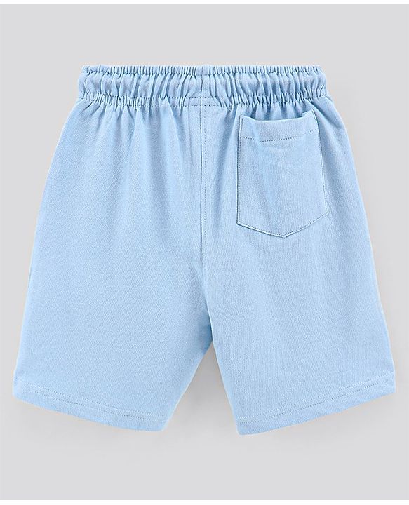 Pine Kids Half Sleeves Biowashed T-Shirt & Shorts Set Text Print - Blue