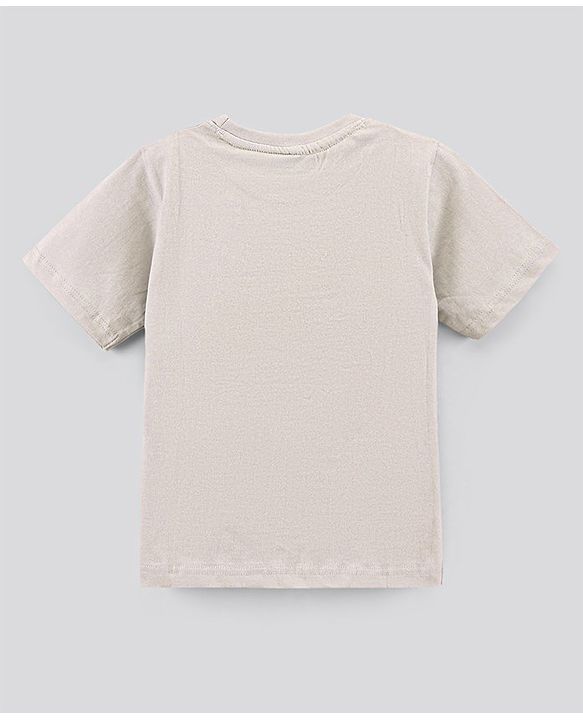 Pine Kids Half Sleeves Biowashed T-Shirt & Shorts Set Surfing & Text Print - Cream Green
