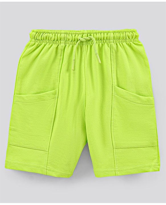 Pine Kids Half Sleeves Biowashed T-Shirt & Shorts Set Surfing & Text Print - Cream Green
